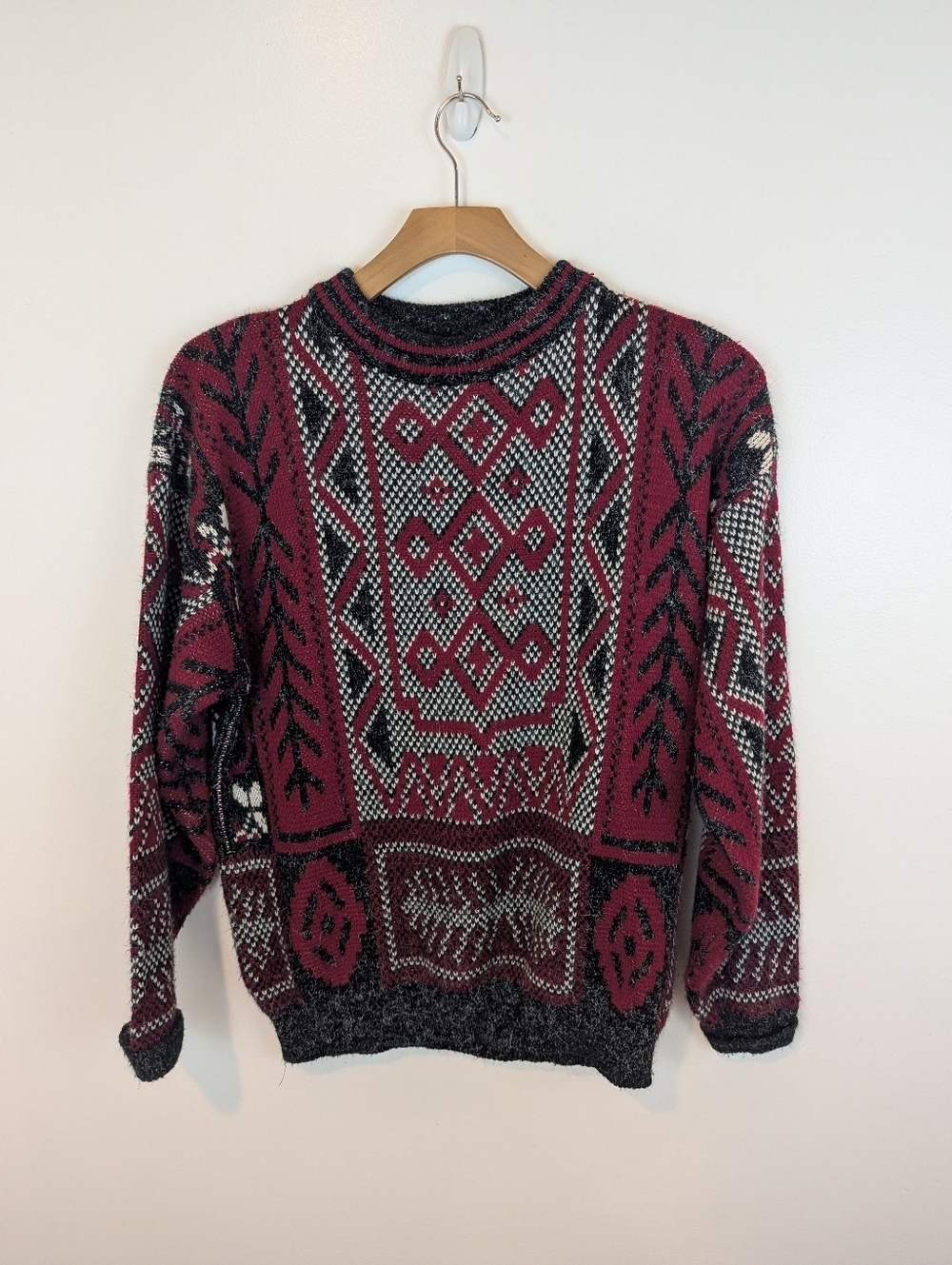 VTG McGregor Red/Gray Print Sweater, Sz XL